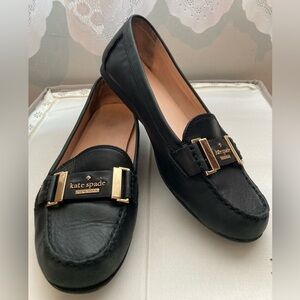 Kate Spade Black Loafers with Gold Accents